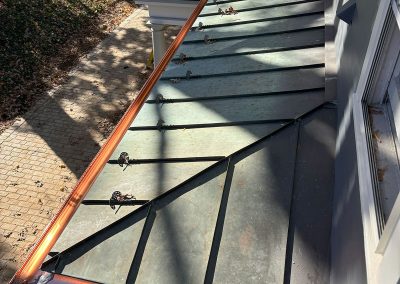 top view of copper gutters along roofline in haddonfield nj van's rain gutters south jersey
