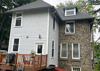 rear view of historic house in woodbury nj with new gutters van's rain gutters south jersey